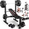 OPPSDECOR Multi-Function Weight Bench Set with Squat Rack Leg Extension & Leg Curl Adjustable Workout Bench for Full Body Fitness Foldable Flat/Incline/Decline Upgrade Bench Press for Home Gym