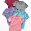 5 Pack: Women's Dry Fit Short Sleeve T Shirts, Athletic Workout Tee Tops for Gym Yoga Running