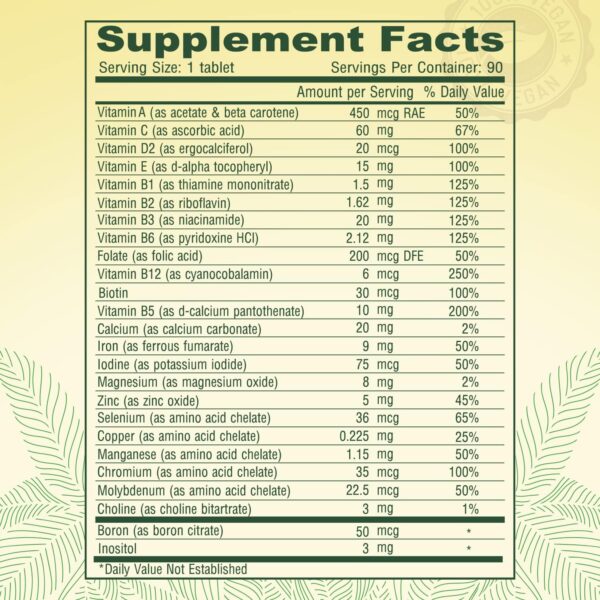 DEVA Tiny Tablets Vegan Multivitamins for Women & Men, Multivitamin with Iron, Mineral Supplement, Vitamin C, Vitamin B Complex, Vitamin B12, Vitamin E, Zinc, Gluten Free, 90 Tablets (Pack of 2)