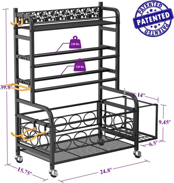 Weight Rack for Dumbbells, Dumbbell Rack Weight Stand, VOPEAK Home Gym Storage Rack for Yoga Mat Kettlebells and Strength Training Equipment, Weight Storage Holder Rack for Dumbbells with Wheels