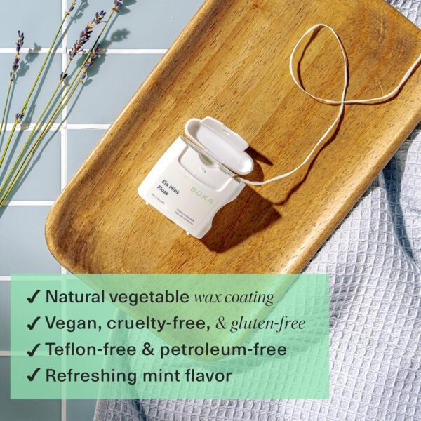 Boka Ela Mint Woven Dental Floss, Made from Plant-Based Vegetable Wax, Teflon-Free, 30 Yards of Waxed Floss (Pack of 1)