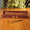 raajsee Beautiful Handmade Wooden Brown Incense Stick Holder Burner Storage Coffin Box - Ash Catcher with Brass Inlay -Home Utilities & Accessories -Meditation -Great Gift for Any Occasion 12x2 inch