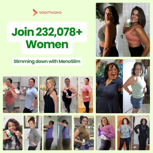 VoomVaya MenoSlim Advanced Menopause Weight Loss for Women - Menopause & Perimenopause Supplements for Women - Estrogen Supplement & Menopause Relief for Hot Flashes, Bloating, Energy - 60 Capsules
