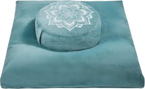 Meditation Cushion with Washable Premium Velvet Cover,100% Memory Foam Square Floor Cushion and Buckwheat Cushion Seating for Adults and Children Sitting, Yoga, Reading