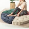 Floor Pillow for Adults, Meditation Cushion for Sitting or Yoga, Classroom Seating for Kids with Velcro Fastener, Pizza Cushion 20"*20"