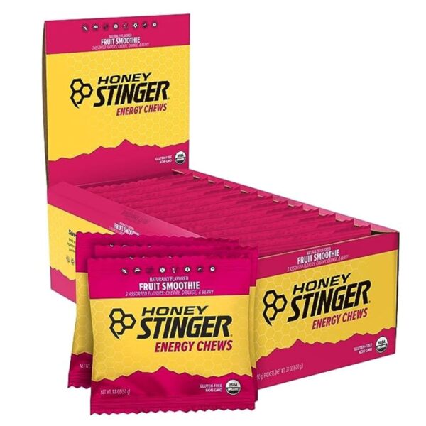 81A7slUZbzL._SL1500_.jpg Honey Stinger Organic Fruit Smoothie Energy Chew | Gluten Free & Caffeine Free | for Exercise, Running and Performance | Sports Nutrition for Home & Gym, Pre and Mid Workout | 12 Pack, 21.6 Ounce