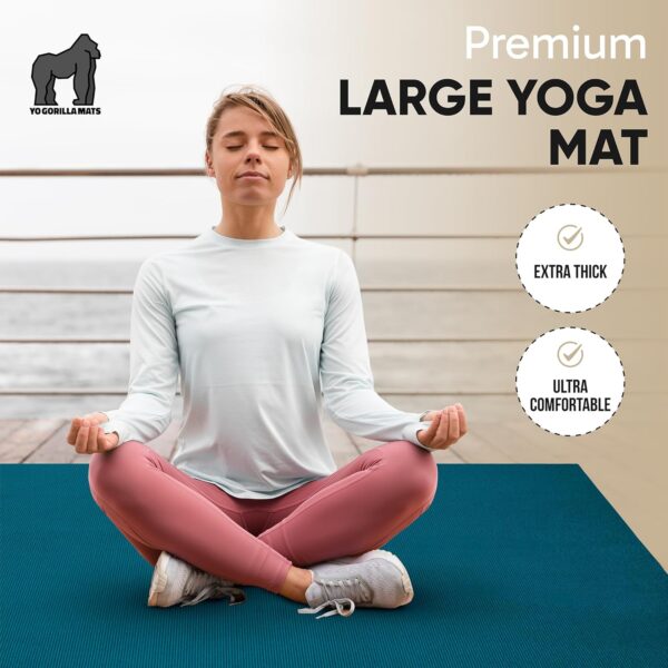 Gorilla Mats Premium Large Yoga Mat – 7' x 5' x 8mm Extra Thick & Ultra Comfortable, Non-Slip Barefoot Exercise Mat – Works Great on Any Floor for Stretching, Cardio or Home Workouts