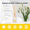 Natural Reed Diffuser Set by DANI Naturals - Warm Sandalwood Vanilla Scent - Aromatherapy Essentials Oils - Alcohol Free - 10 Diffuser Sticks - 3.5 Ounce Glass Bottle