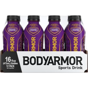 BODYARMOR Sports Drink Sports Beverage, Strawberry Grape, Natural Flavors With Vitamins, Potassium-Packed Electrolytes, No Preservatives, Perfect For Athletes, 16 Fl Oz (Pack of 12)