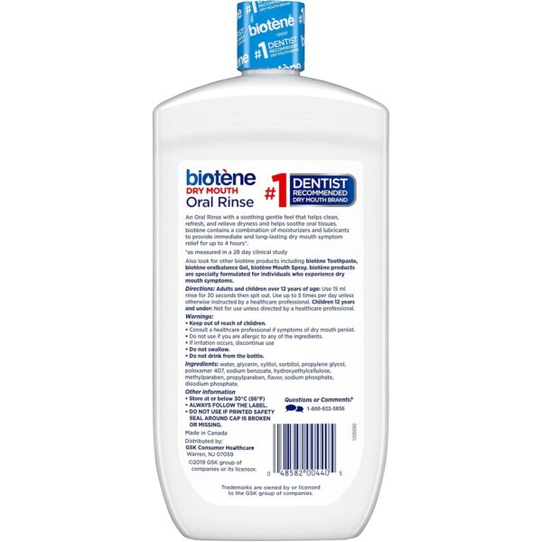 biotène Oral Rinse Mouthwash for Dry Mouth, Breath Freshener and Dry Mouth Treatment, Fresh Mint - 33.8 fl oz