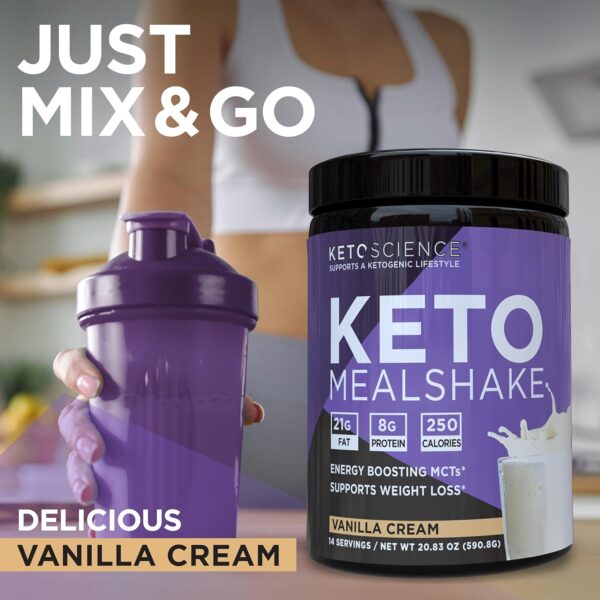 Keto Science Ketogenic Meal Shake Vanilla Dietary Supplement, Rich in MCTs and Protein, Packed with Collagen, Vitamins and Minerals, Keto and Paleo Friendly, Weight Loss, (14 servings), 20.49 Oz