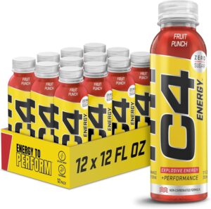 Cellucor C4 Energy Non-Carbonated Zero Sugar Energy Drink, Pre Workout Drink + Beta Alanine - Fruit Punch - 12 FL OZ (355 ml) - Pack of 12