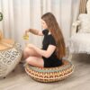 32 inches Meditation Floor Cushion for Adults, Round Large Thick Floor Pillow, Memory Foam Filling, Yellow