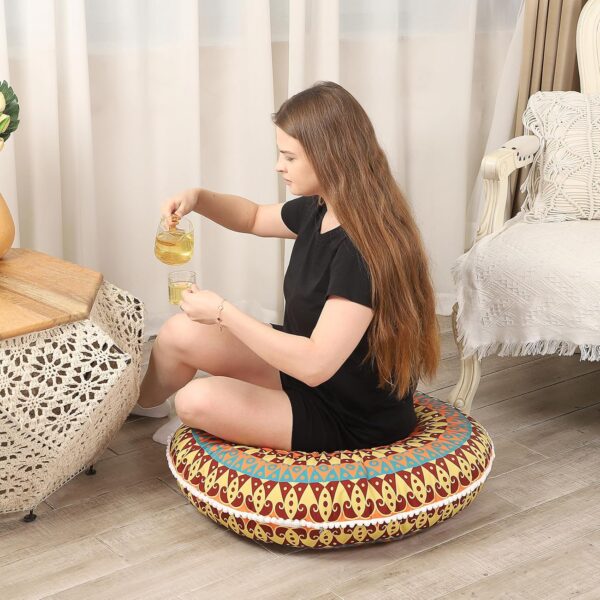 32 inches Meditation Floor Cushion for Adults, Round Large Thick Floor Pillow, Memory Foam Filling, Yellow