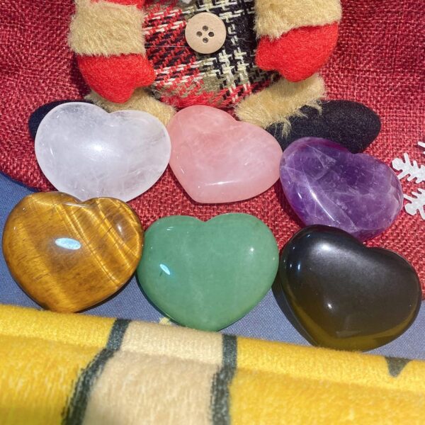 1.8" Large Heart Crystal Stone Black Obsidian Healing Crystals Smooth Gua Sha Meditation Yoga Worry Stones Pockets Gemstone Reiki Energy Balancing Gift Mother's Day Gift
