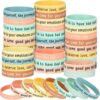 48 pcs Mental Health Reminders Silicone Gifts Bulk Motivational Quote Colored Inspirational Rubber Wristbands Counseling Therapy for Mental Health Decor(Rustic Color,Mental Health)