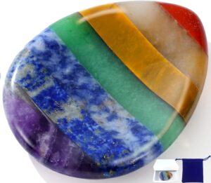 Thumb Worry Stone for Anxiety 7Chakra Teardorp Crystals Healing Stones Meditation Accessories Calm Mental Health Gifts Real Natural Hand Carved Spiritual Decor Anxiety Depression Relief Items