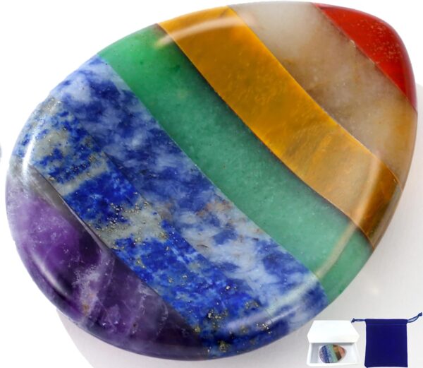 Thumb Worry Stone for Anxiety 7Chakra Teardorp Crystals Healing Stones Meditation Accessories Calm Mental Health Gifts Real Natural Hand Carved Spiritual Decor Anxiety Depression Relief Items