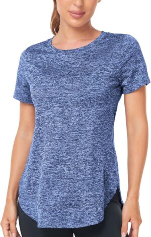 Absttith Women's Short Sleeve Workout Shirts Athletic Casual Tops Quick Dry Gym Soprt Tee Side Split