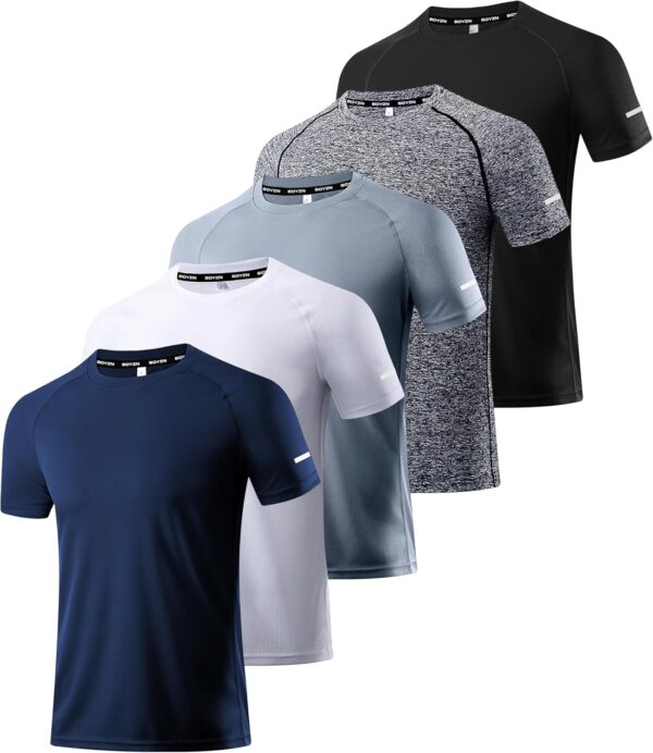 Boyzn 1 or 3 Pack Men's Workout Running Shirts, Dry Fit Moisture Wicking T-Shirts, Sports Gym Athletic Short Sleeve Shirts