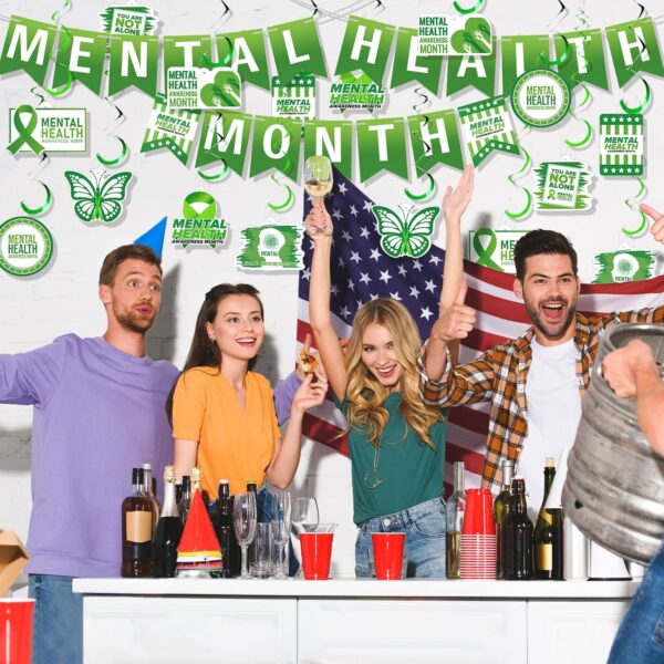 35 Pcs Mental Month Decorations Including Mental Month Banner Mental Month Hanging Swirls Wall Decor Holiday Celebrating Events for Festival Supplies