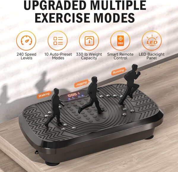 Vibration Plate Exercise Machine, Whole Body Workout Vibration Plate for Lymphatic Drainage, 240 Adjustable Speeds Power Vibrating Plate Home Fitness Platform for Shaping, Max Weight 330lbs
