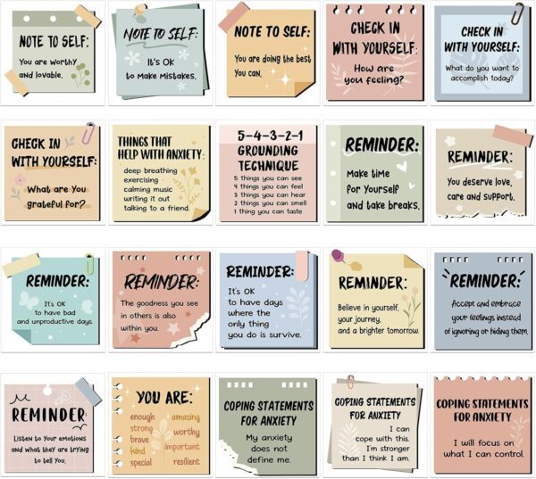 300 Pcs Mental Health Stickers Reminder Decals Laptop Water Bottle Positive Waterproof Stickers Psychology Affirmations Feelings Mental Health Decor for Adult(Warm Color)