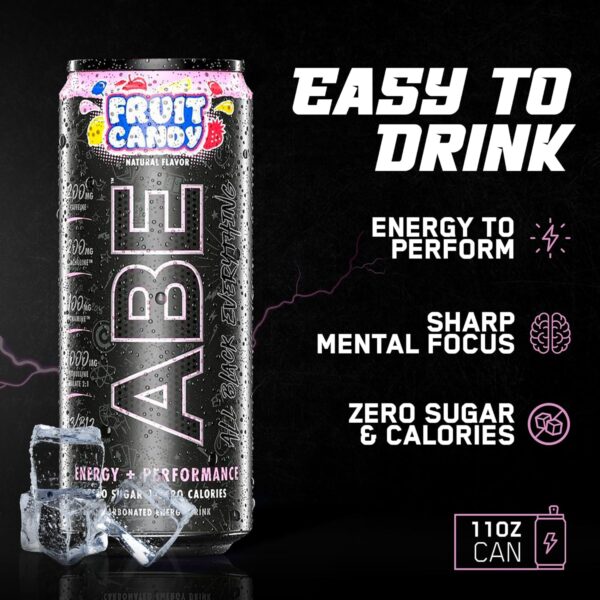 All Black Everything Sugar Free Energy Drink | Fruit Candy | 0 Calories | 12 Pack | 200mg Natural Caffeine | Pre-Workout Sport Drink for Men and Women