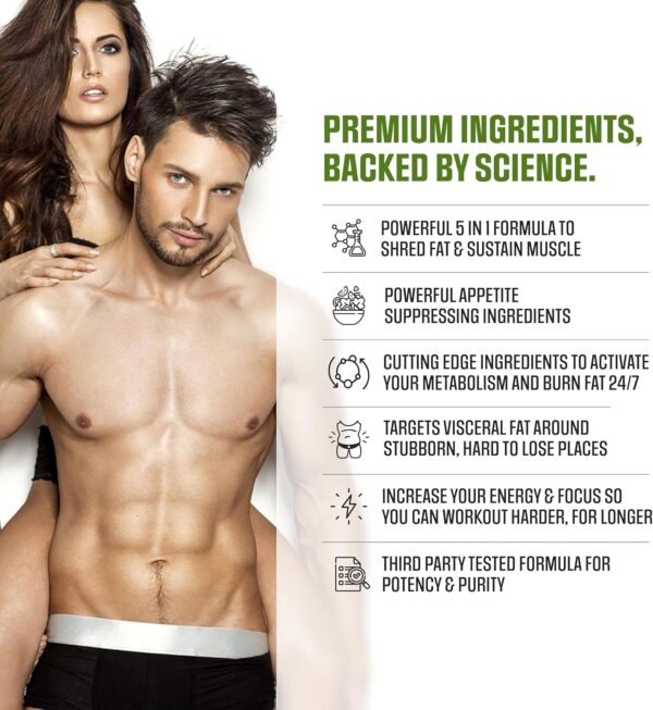 Rapid Shred | Fat Burner for Men Weight Loss Pills | Appetite Suppressant, Metabolism Booster, Carb Blocker | Extra Strength Supplement | Extra Strength Slimming Weight Loss Diet Pills - 60 Capsules