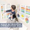 12 Calming Corner Classroom Posters (10x14) - Feelings Wheel Chart & Emotions Poster For Kids, Calm Down Corner Supplies For Therapy Office Decor, Mental Health Wall Decorations For Preschool