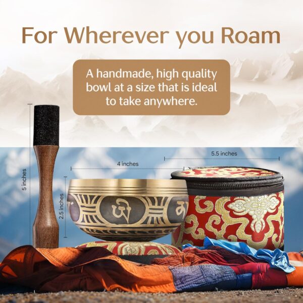 Tibetan Singing Bowl Set – Authentic Hand-Tuned Sound Bowl for Meditation – Complete Meditation Bowl Kit with Cushion, Mallet, Box & Guide – Perfect Tibetan Bell for Yoga, Relaxation, & Sound Healing