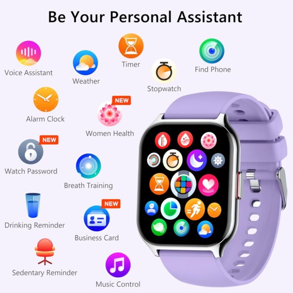 Smart Watch for Women Men(Dial/Answer Calls), 2.0" Fitness Tracker Watch with Heart Rate/Blood Pressure/Blood Oxygen Monitor for Android iOS