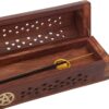 raajsee Beautiful Handmade Wooden Brown Incense Stick Holder Burner Storage Coffin Box - Ash Catcher with Brass Inlay -Home Utilities & Accessories -Meditation -Great Gift for Any Occasion 12x2 inch