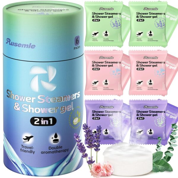 Shower Steamers Aromatherapy, 6 Pack Shower Bombs & 6 Pack Body Wash, Birthday Gifts for Women with Essential Oils, Teacher Appreciation Graduation Mothers Gifts for Mom, Wife, Grandma