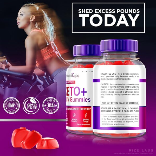 - Metabolix Labs Keto Plus ACV Gummies - Weight Management Support Apple Cider Vinegar Supplement (120 Gummies)