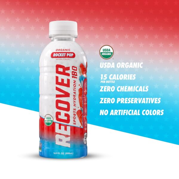 Organic Sports Hydration Drink, No Sugar Added, 15 Calorie Sports Beverage, Organic Flavors With Vitamins, Potassium-Packed Electrolytes, New Flavor Sample Pack (16.9 Fl Oz (Pack of 12) 6 Strawberry Banana and 6 Rocket Pop)