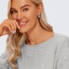 CRZ YOGA Pima Cotton Long Sleeve Workout Shirts for Women Loose Fit Athletic Yoga T-Shirts Casual Boat Neck Fall Tops