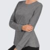 PINSPARK Long Sleeve Workout Tops for Women Crewneck Yoga Shirts Lightweight Athletic Gym Running Sport Casual T-Shirt