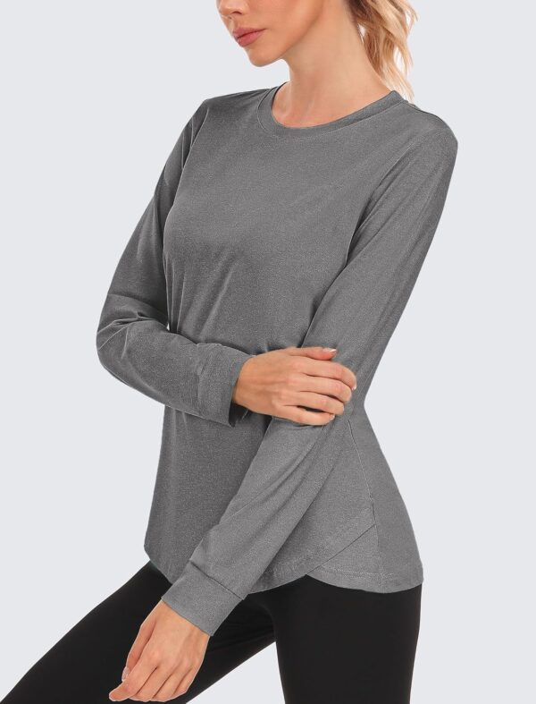 PINSPARK Long Sleeve Workout Tops for Women Crewneck Yoga Shirts Lightweight Athletic Gym Running Sport Casual T-Shirt