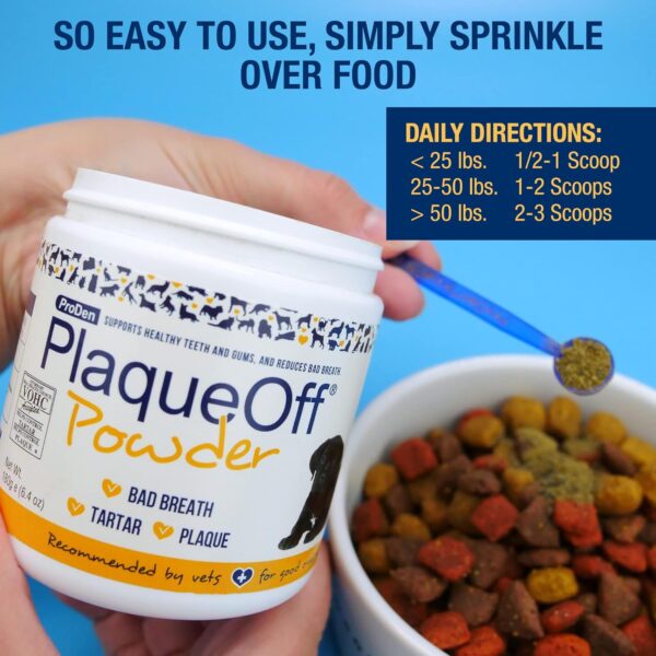 ProDen PlaqueOff Powder for Dogs & Cats - Pet Dental Care Supplement for Teeth Cleaning & Oral Health - Dog Breath Freshener & Plaque Remover - 180 g