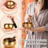 2-Pack Tibetan Singing Bowls Set - 100% Handmade in Nepal, Sound Bowl Meditation Set for Yoga, Chakra Healing, Meditation Gifts, Unique Gifts for Women (Blue, 3.15 + 4 inch)