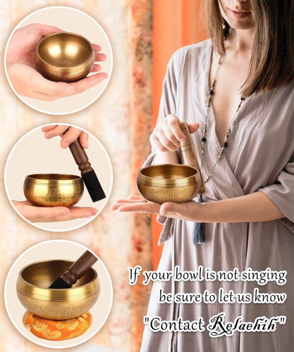 2-Pack Tibetan Singing Bowls Set - 100% Handmade in Nepal, Sound Bowl Meditation Set for Yoga, Chakra Healing, Meditation Gifts, Unique Gifts for Women (Blue, 3.15 + 4 inch)
