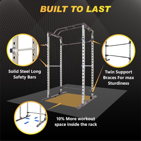 Fitness Reality Squat Rack Power Cage | Optional LAT Pulldown & Leg Holdown Attachment | Squat and Bench Rack Combos | Super Max 810 XLT