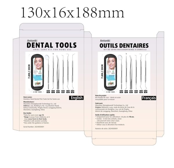 Antonki 6 Pack Dental Tools, Plaque Remover for Teeth Cleaning Dental Pick Hygiene Kit, Stainless Steel Professional Tooth Scraper Tartar Removal Cleaner for Home Use - with Case