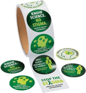 Mental Health Awareness Stickers - 1 roll of 100 Stickers - Fundraiser, Event and Handout Supplies