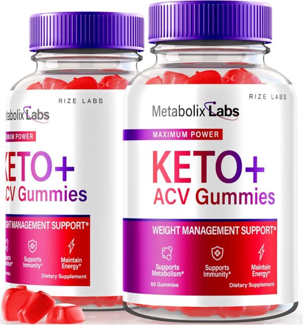 - Metabolix Labs Keto Plus ACV Gummies - Weight Management Support Apple Cider Vinegar Supplement (120 Gummies)