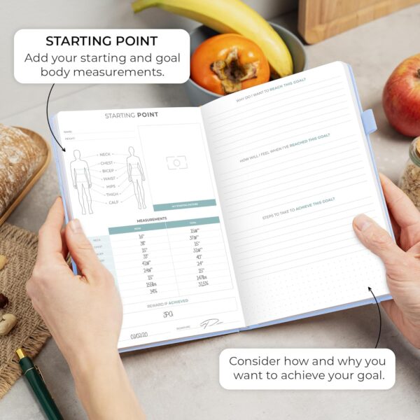 Clever Fox Food Journal - Daily Food Diary, Meal Planner to Track Calories & Nutrients, Weight Tracker Notebook, A5 (Light Blue)
