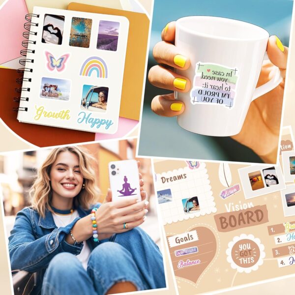 50 Pcs Inspirational Vision Board Stickers, Cute Motivational Quotes Positive Affirmations Designs Sticker, Vision Board Supplies for Goal Setting Personal Growth Gratitude Wellness