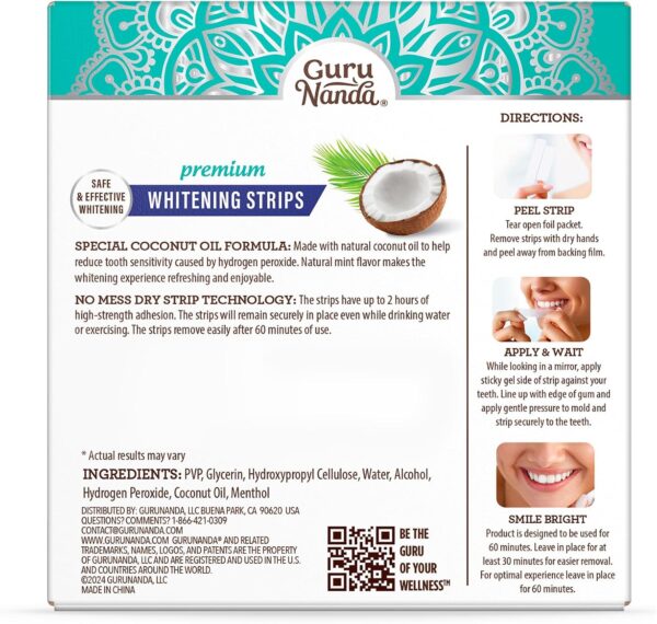 GuruNanda Teeth Whitening Strips - 7-Day Treatment with Non-Slip, Dry Strip Technology - Whitening Designed with Care for a Brighter Smile