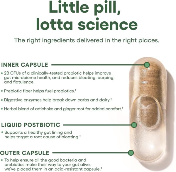 Physician's CHOICE Bloat & Gas Probiotic 5-in-1 Proactive Support + Daily Relief - Digestion & Gut Health- Herbals, Digestive Enzymes, Post & Prebiotics - Gas Relief for Adults - Women & Men - 30ct